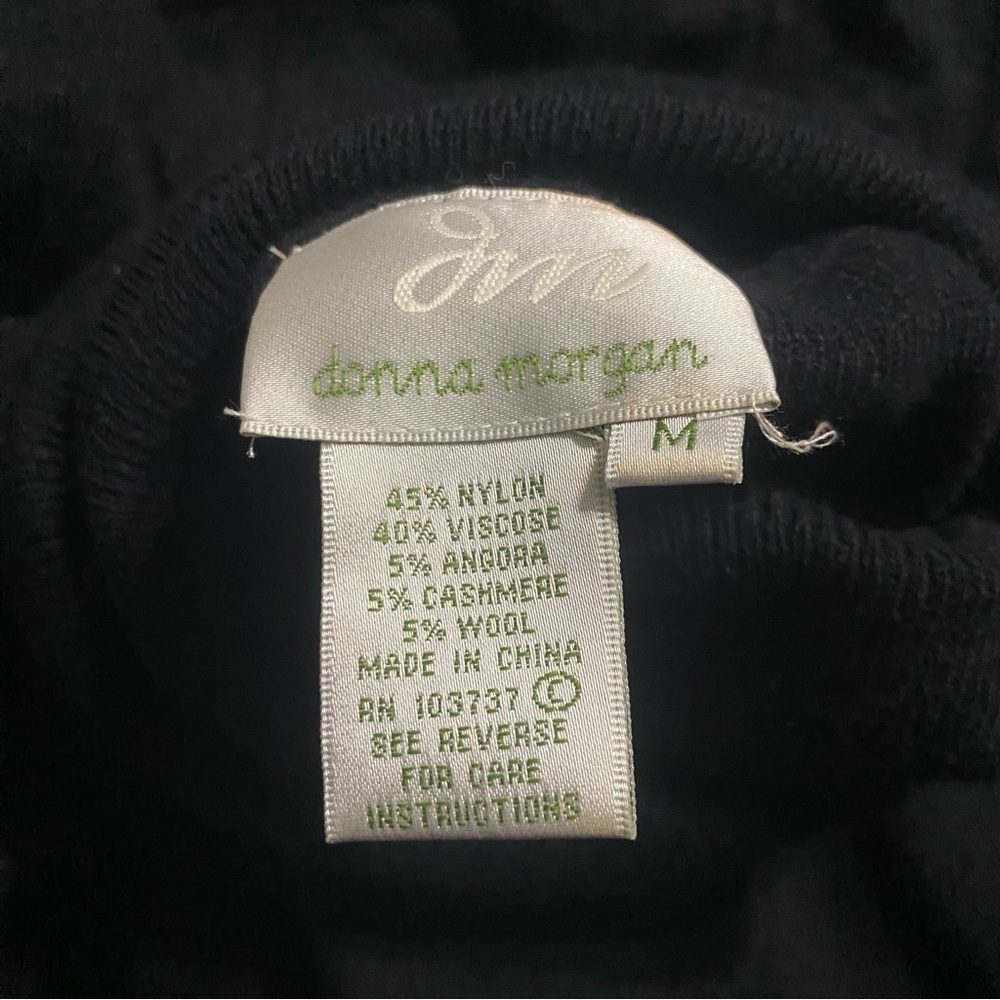Donna Morgan Black Angora Cashmere Wool Blend Turtleneck Stretch Sweater… - Picture 5 of 5
